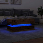 Kavos staliukas su LED lemputėmis, medienos, 90x50x40cm