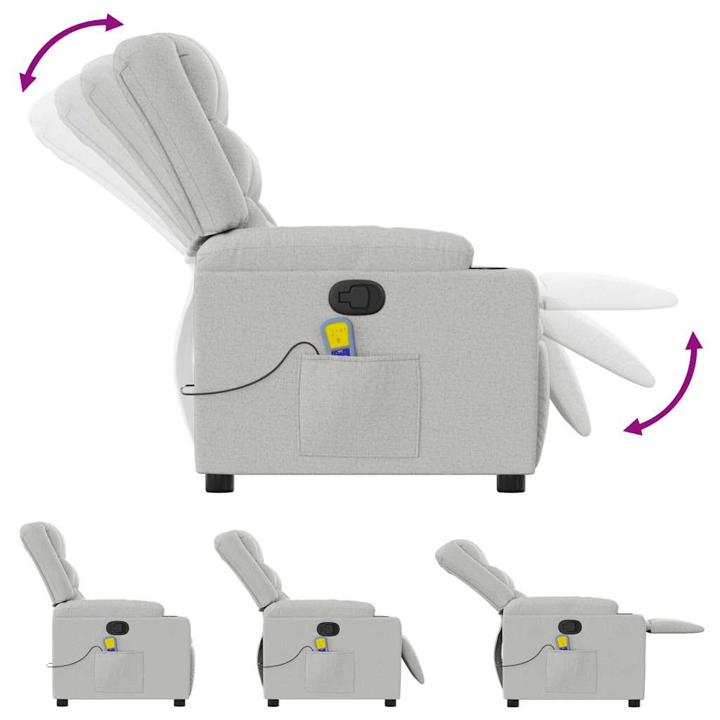 Atlošiamas masažinis krėslas, pilkos spalvos, audinys