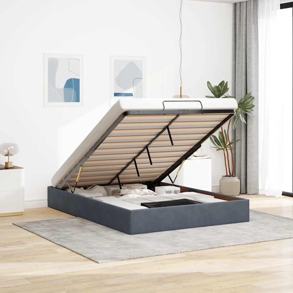 Osmanų lovos rėmas be čiužinio Tamsiai pilka 140x190 cm Velvet