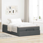 Osmanų lova su čiužiniu, pilkas, 120x200cm, audinys