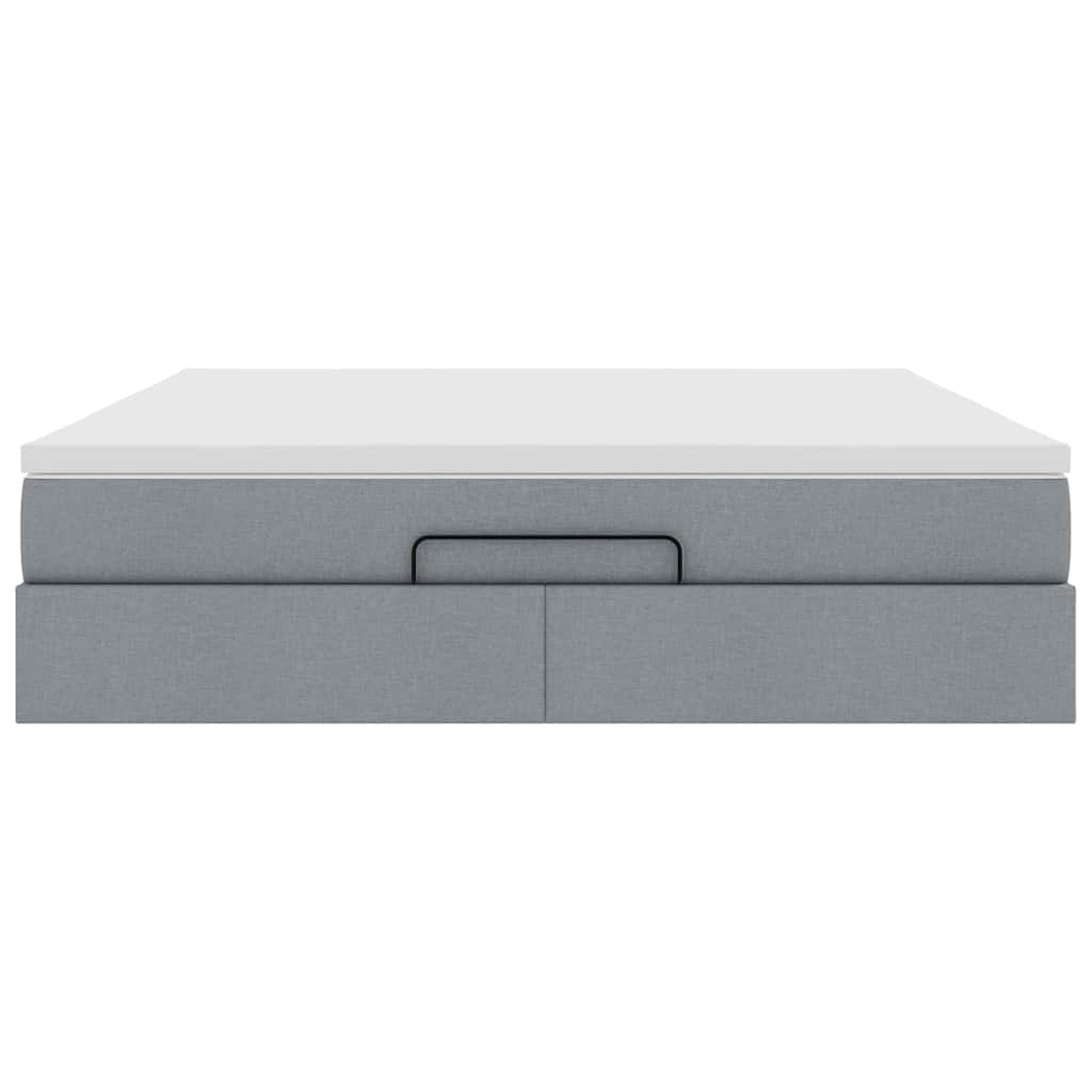 Osmanų lovos rėmas su čiužiniu, pilkas, 180x200 cm, audinys