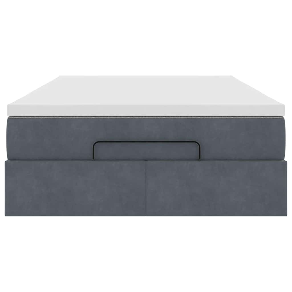 Osmanų lovos rėmas su čiužiniu, pilkas, 120x200cm, aksomas