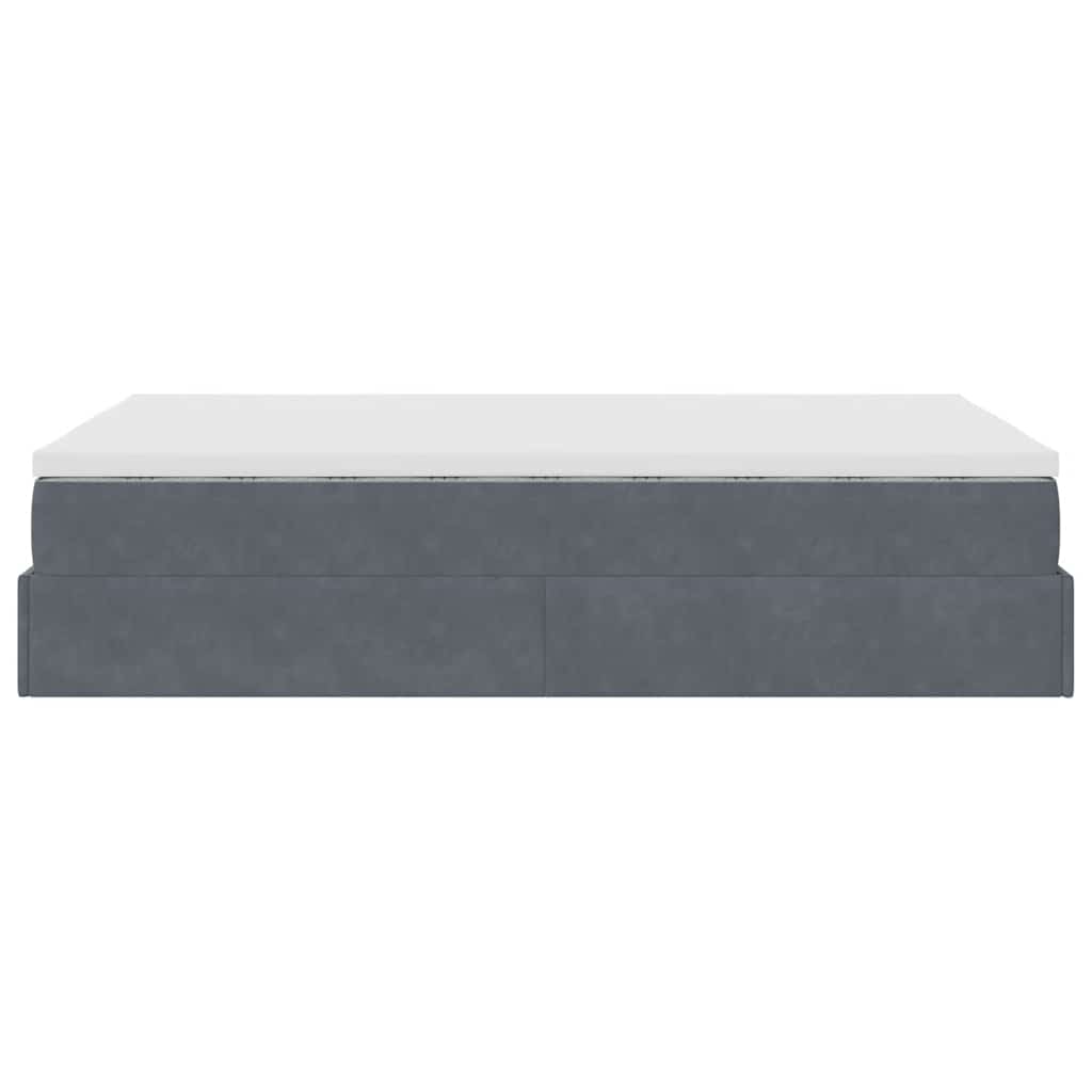 Osmanų lovos rėmas su čiužiniu, pilkas, 120x200cm, aksomas