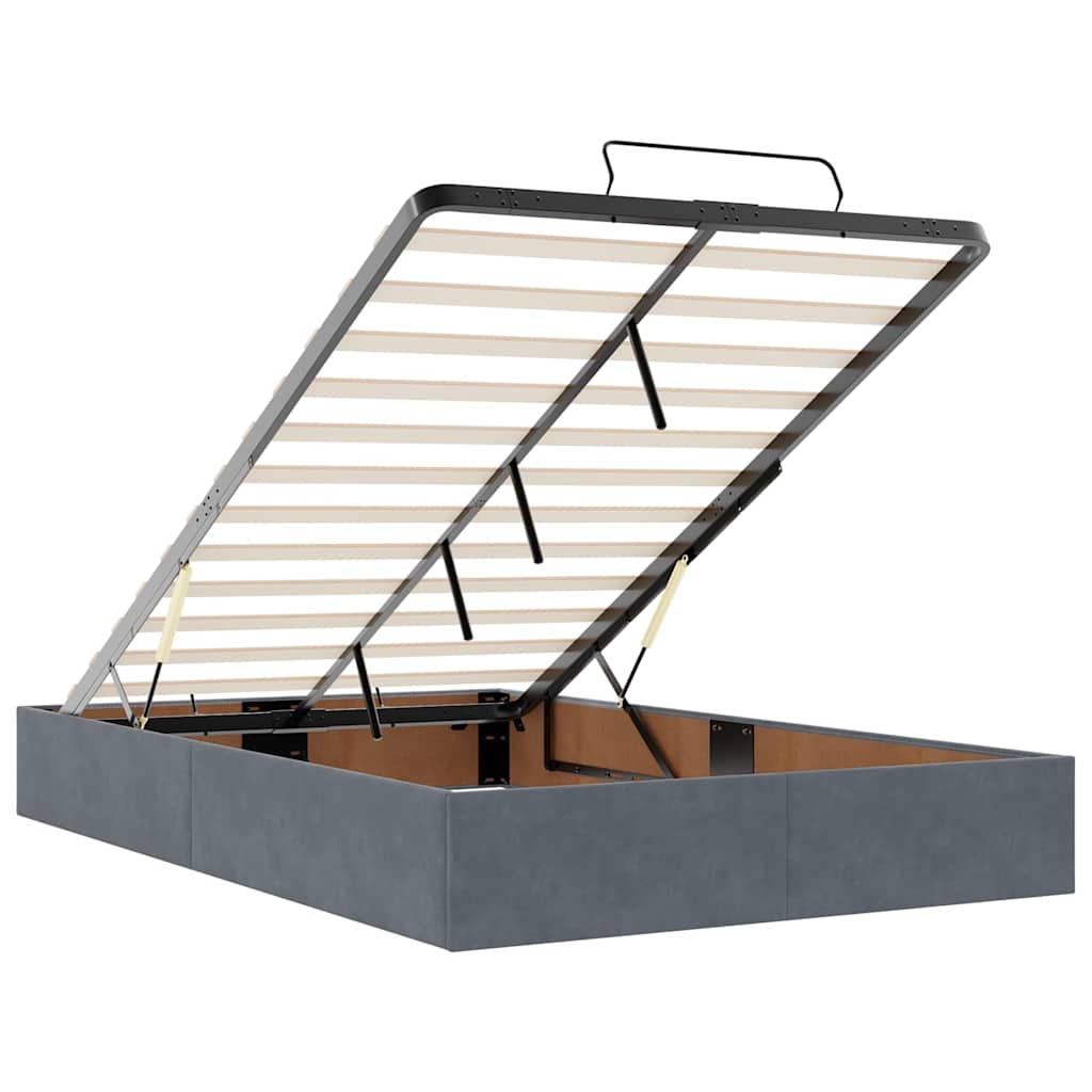 Osmanų lovos rėmas su čiužiniu, pilkas, 120x200cm, aksomas