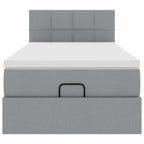 Osmanų lova su čiužiniu, pilkas, 90x200cm, audinys