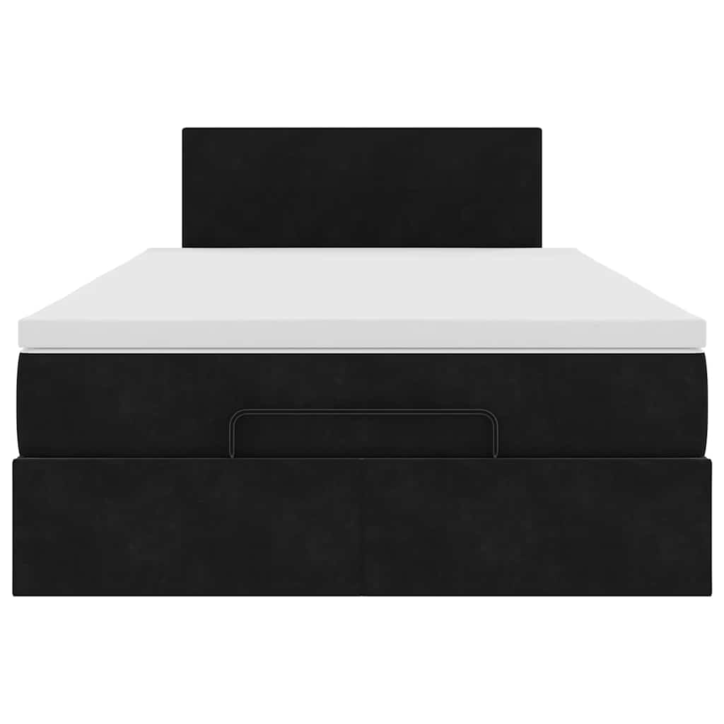 Osmanų lovos rėmas su čiužiniu, juodas, 120x200cm, aksomas