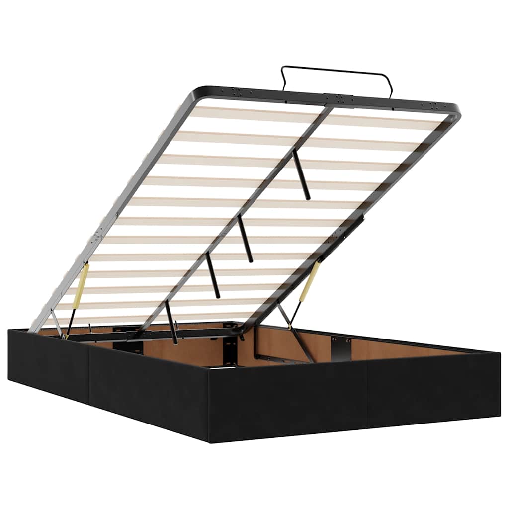 Osmanų lovos rėmas su čiužiniu, juodas, 120x200cm, aksomas