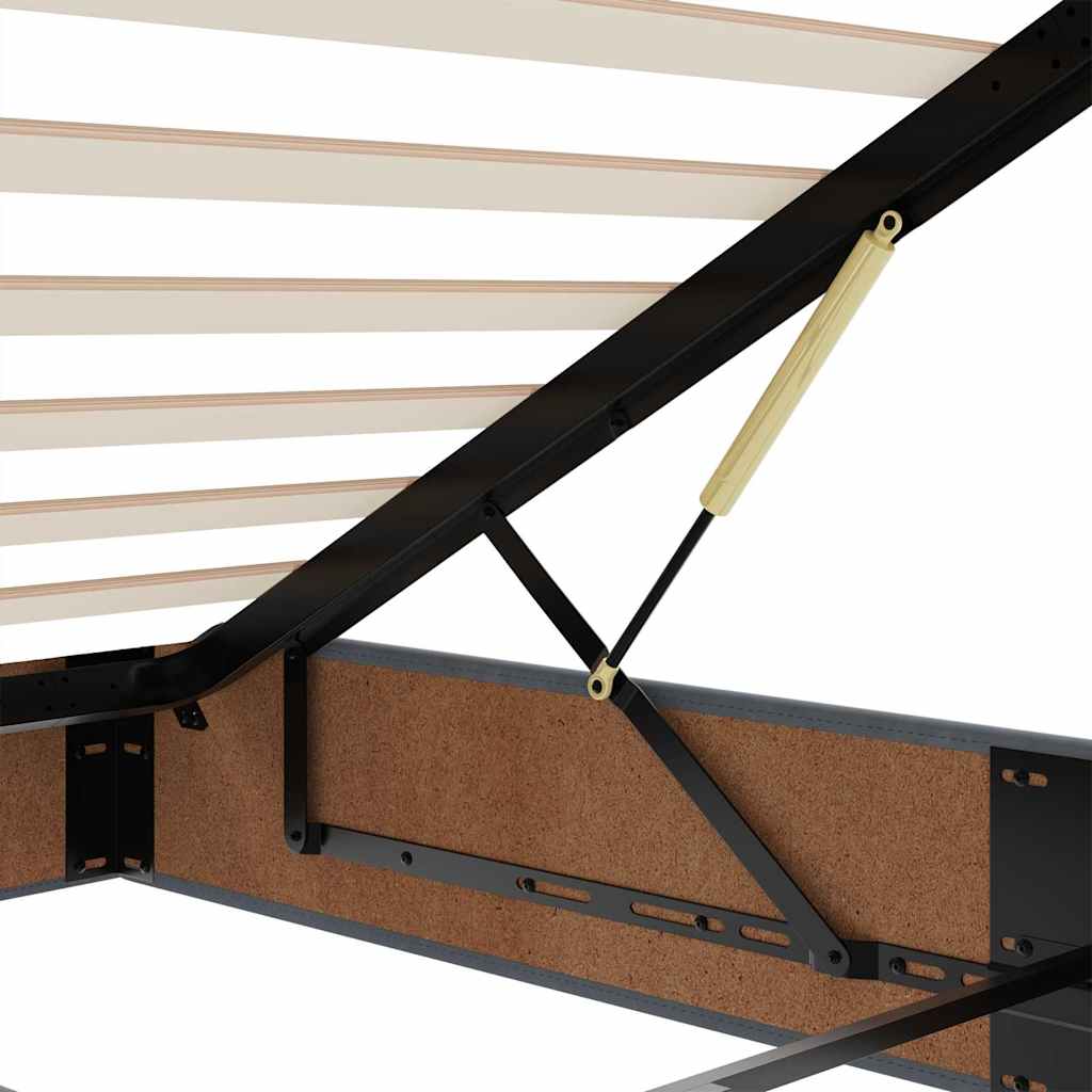 Osmanų lovos rėmas su čiužiniu, pilkas, 100x200cm, aksomas