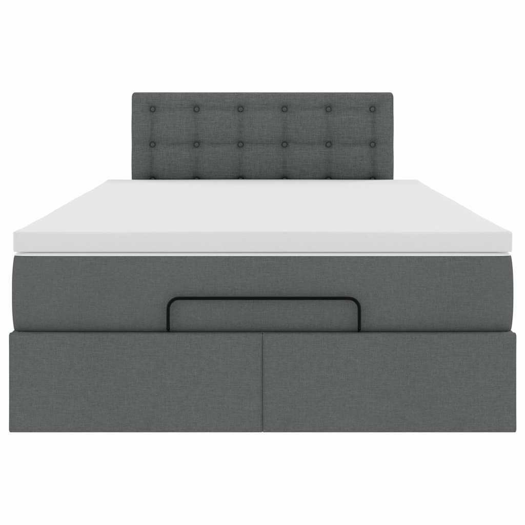 Osmanų lova su čiužiniu ir LED, pilkas, 120x200cm, audinys