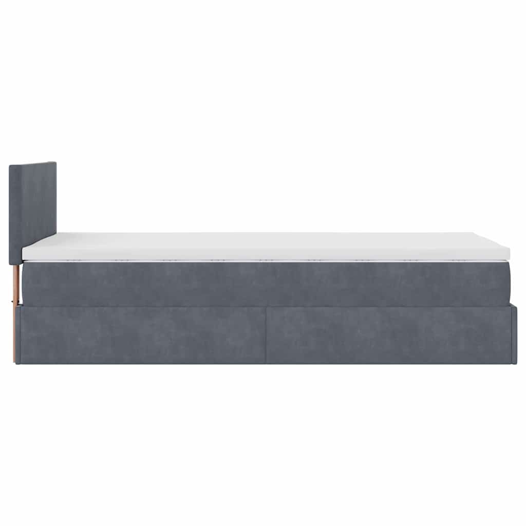 Osmanų lovos rėmas su čiužiniu, pilkas, 100x200cm, aksomas