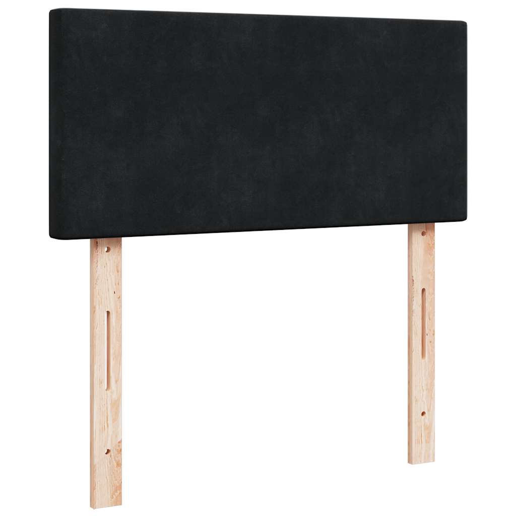 Osmanų lovos rėmas su čiužiniu, juodas, 100x200cm, aksomas