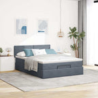 Osmanų lova su čiužiniu ir LED Tamsiai Pilka 140x200cm Velvet