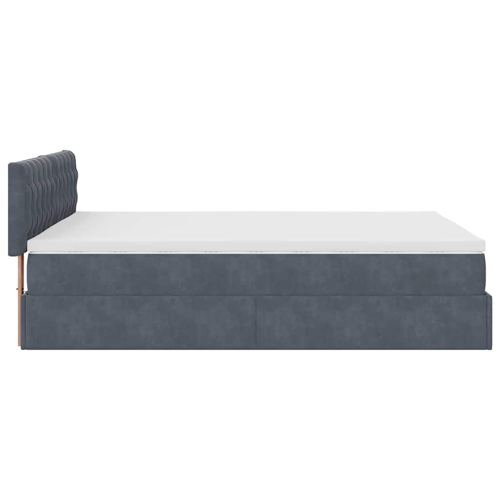 Osmanų lova su čiužiniu ir LED Tamsiai Pilka 140x200cm Velvet