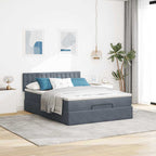Osmanų lova su čiužiniu ir LED Tamsiai Pilka 140x200cm Velvet
