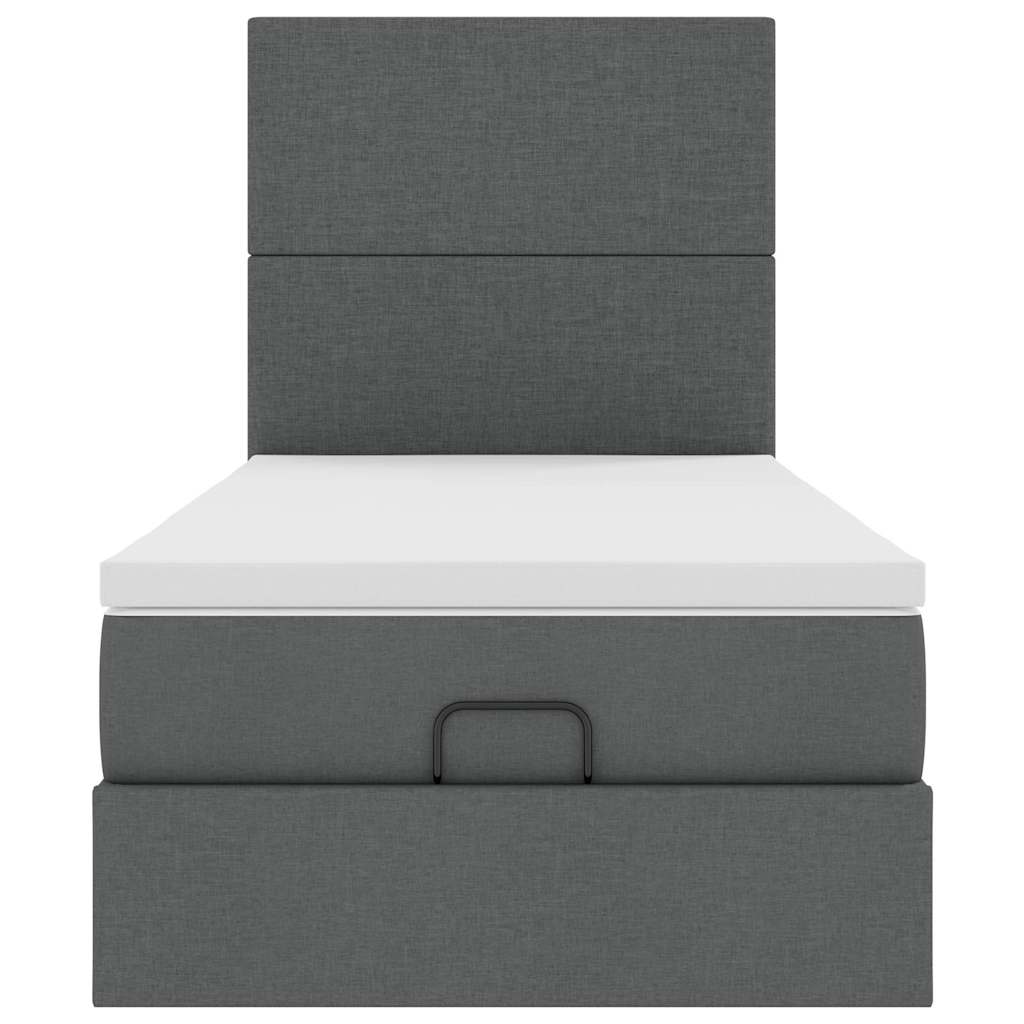 Osmanų lovos rėmas su čiužiniu, pilkas, 100x200cm, audinys