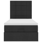 Osmanų lova su čiužiniu, juodas, 100x200cm, audinys