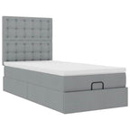 Osmanų lova su čiužiniu, pilkas, 90x200cm, audinys