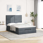Osmanų lova su čiužiniais Tamsiai pilka 140x200cm Velvet