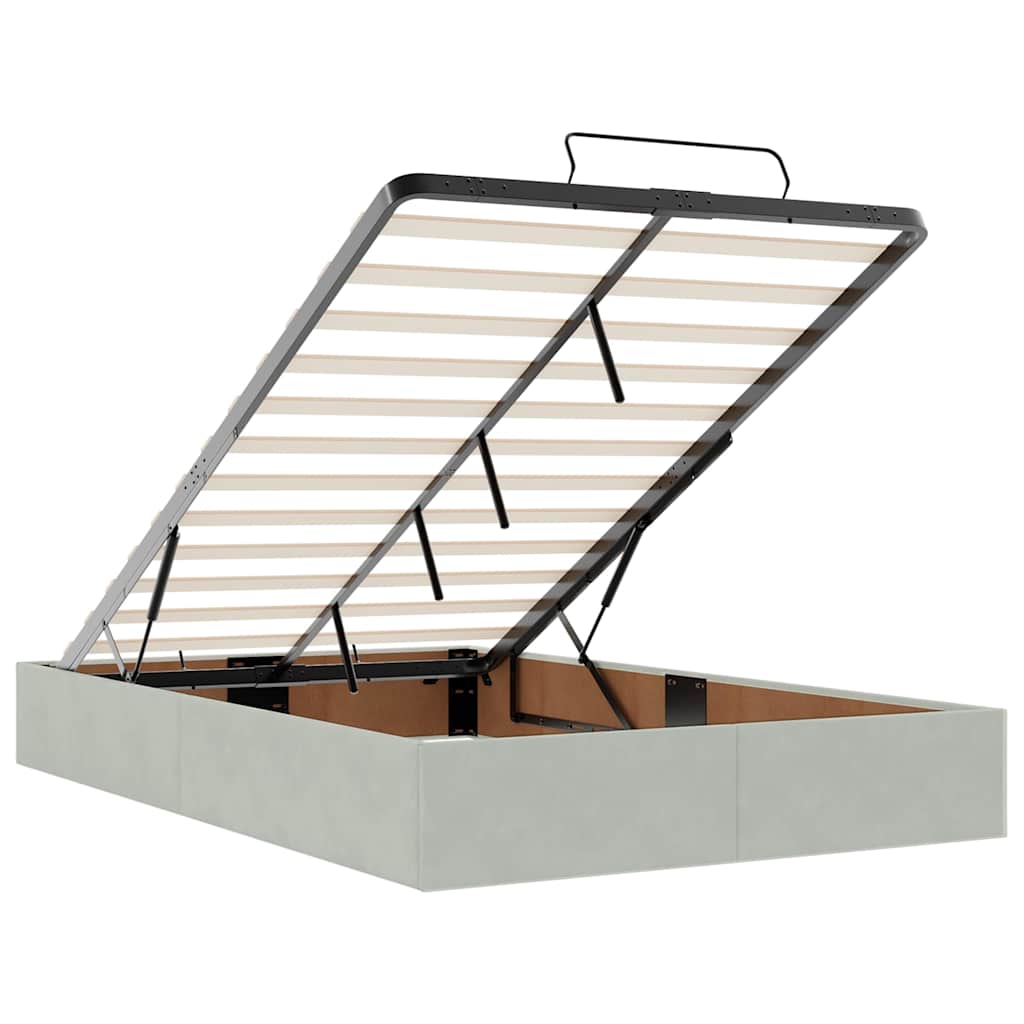 Osmanų lovos rėmas su čiužiniais, pilkas, 120x200cm, aksomas