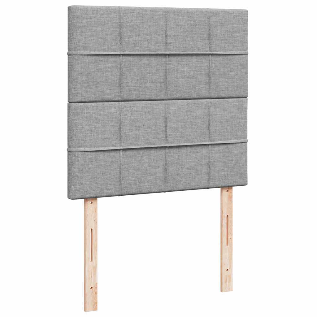Osmanų lova su čiužiniu ir LED šviesiai pilkas 90x200cm audinys