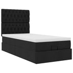 Osmanų lovos rėmas su čiužiniu, juodas, 100x200cm, audinys