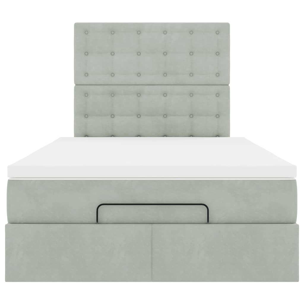 Osmanų lovos rėmas su čiužiniais, pilkas, 120x200cm, aksomas