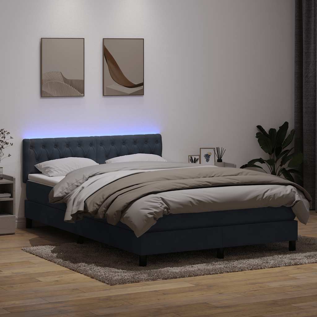 Lova su spyruokliniu/čiužiniu/LED, tamsiai pilka, 160x210 cm, aksomas
