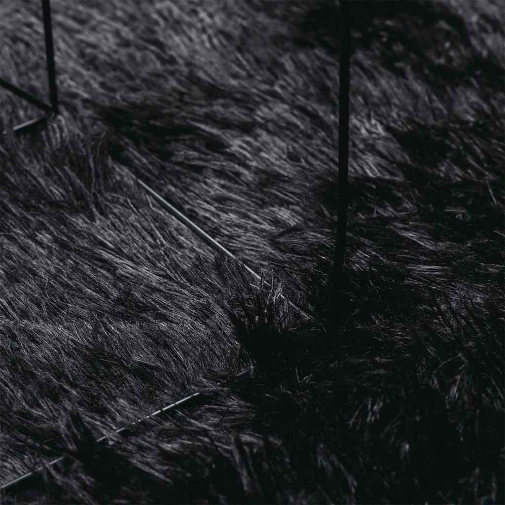 Shaggy tipo kilimas, NAVARRA, 120x120 cm, juodos, poliesteris