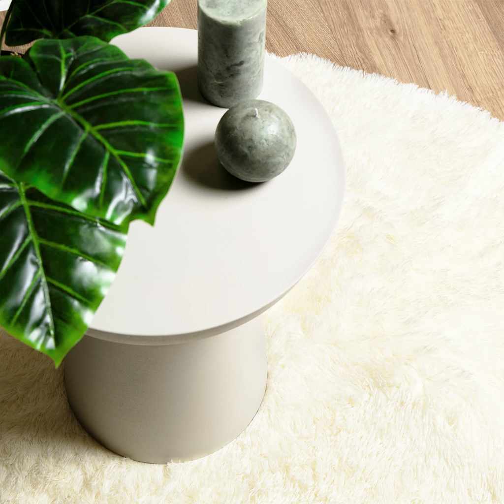 Shaggy tipo kilimas, NAVARRA, 120x120 cm, kreminis, poliesteris