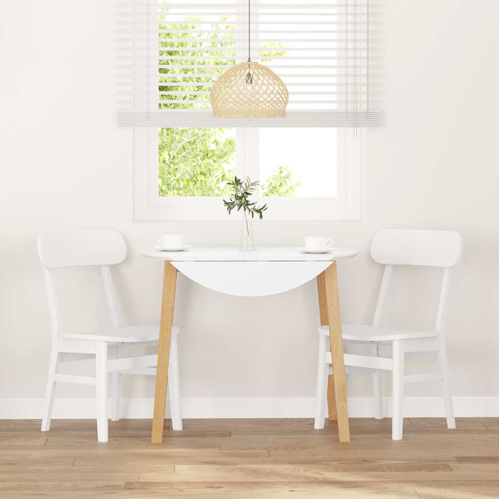 Valgomojo Kėdės 2 vnt Baltos medžio masyvo gumos