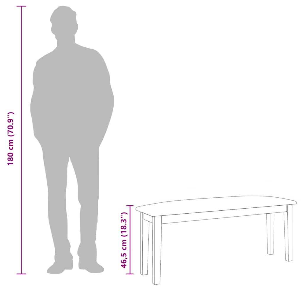 Suoliukas 110 cm Ruda medžio masyvo guma