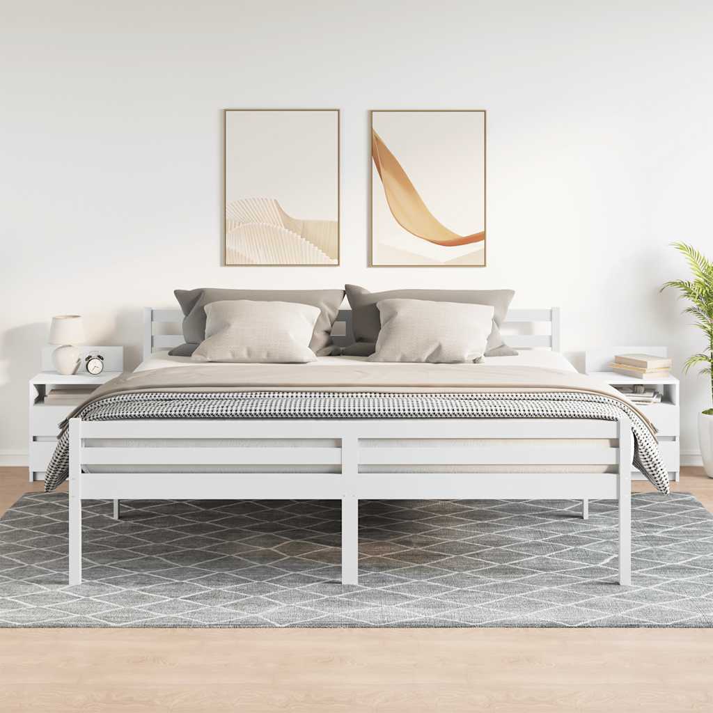 Naktinės spintelės su 2 stalčiais, 2vnt., baltos, 40x33x60cm