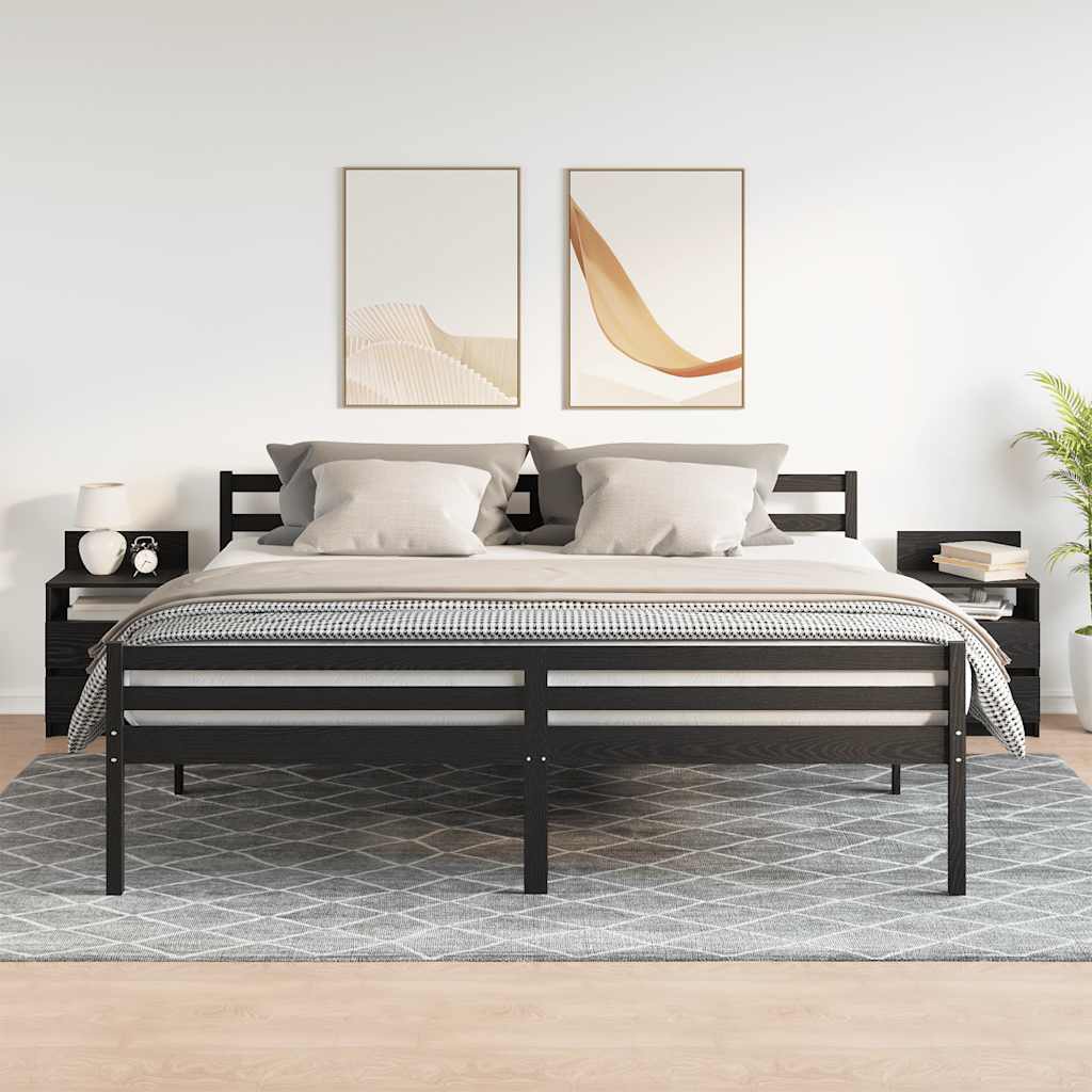 Naktinės spintelės su 2 stalčiais, 2vnt., juodos, 40x33x60cm