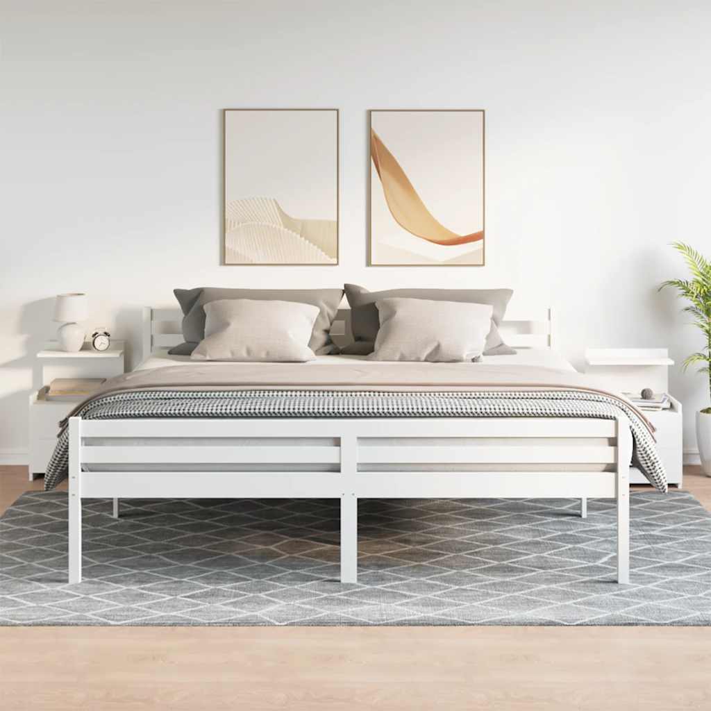 Naktinės spintelės, 2 vnt., su 2 stalčiais, baltos, 40x36,5x62 cm