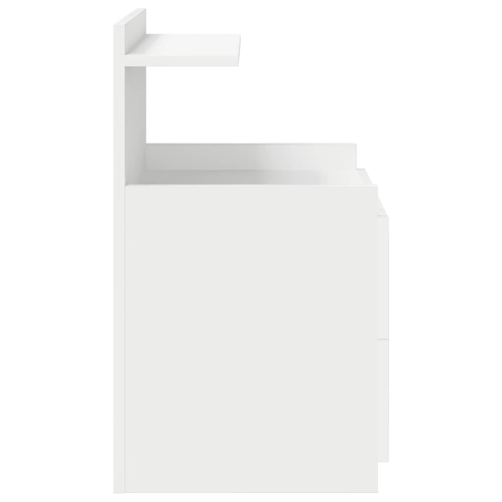 Naktinės spintelės, 2 vnt., su 2 stalčiais, baltos, 40x36,5x62 cm