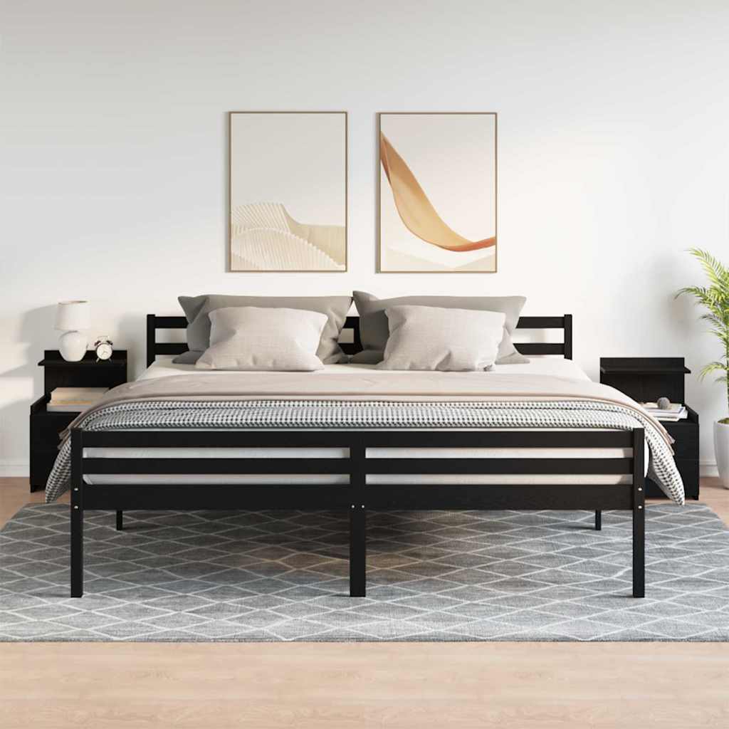 Naktinės spintelės, 2 vnt., juodos, 40x36,5x62 cm, su 2 stalčiais