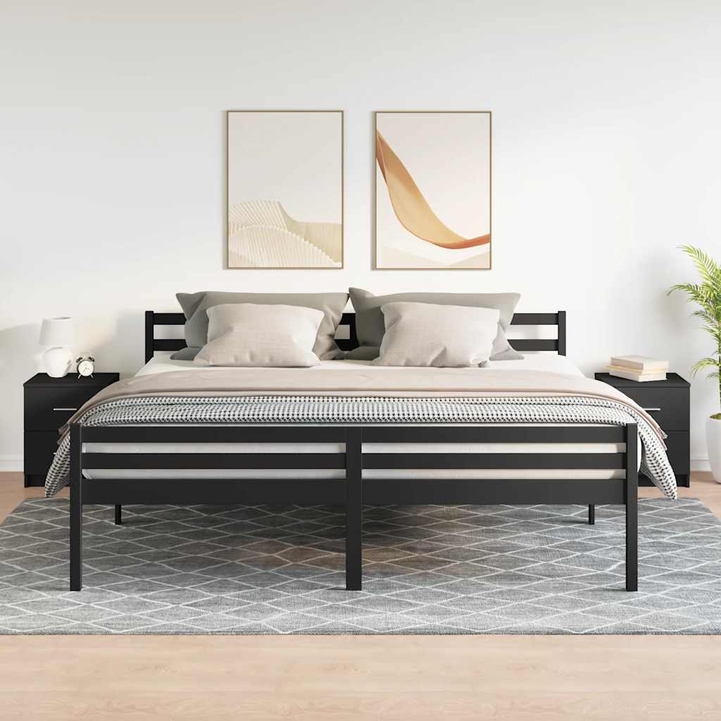 Naktinės spintelės su 2 stalčiais, 2vnt., juodos, 40x36x50cm