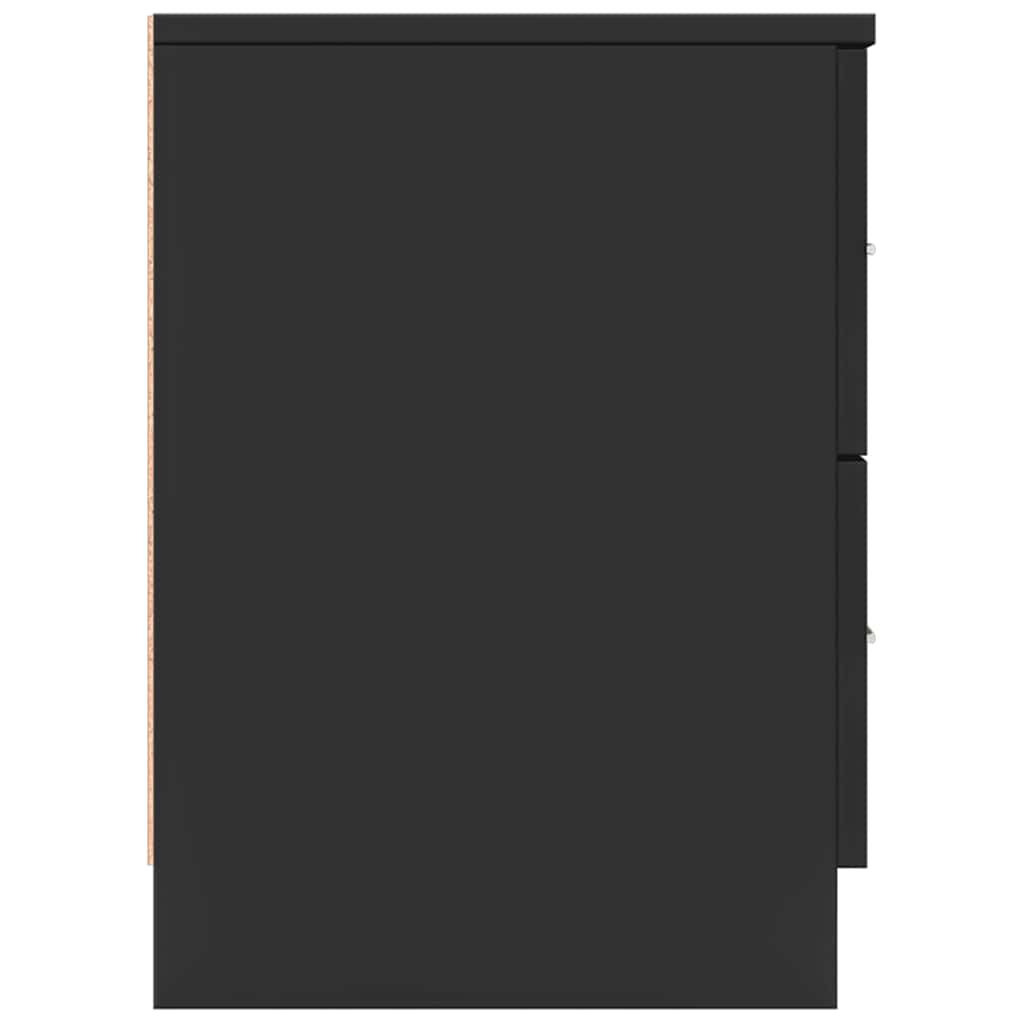 Naktinės spintelės su 2 stalčiais, 2vnt., juodos, 40x36x50cm