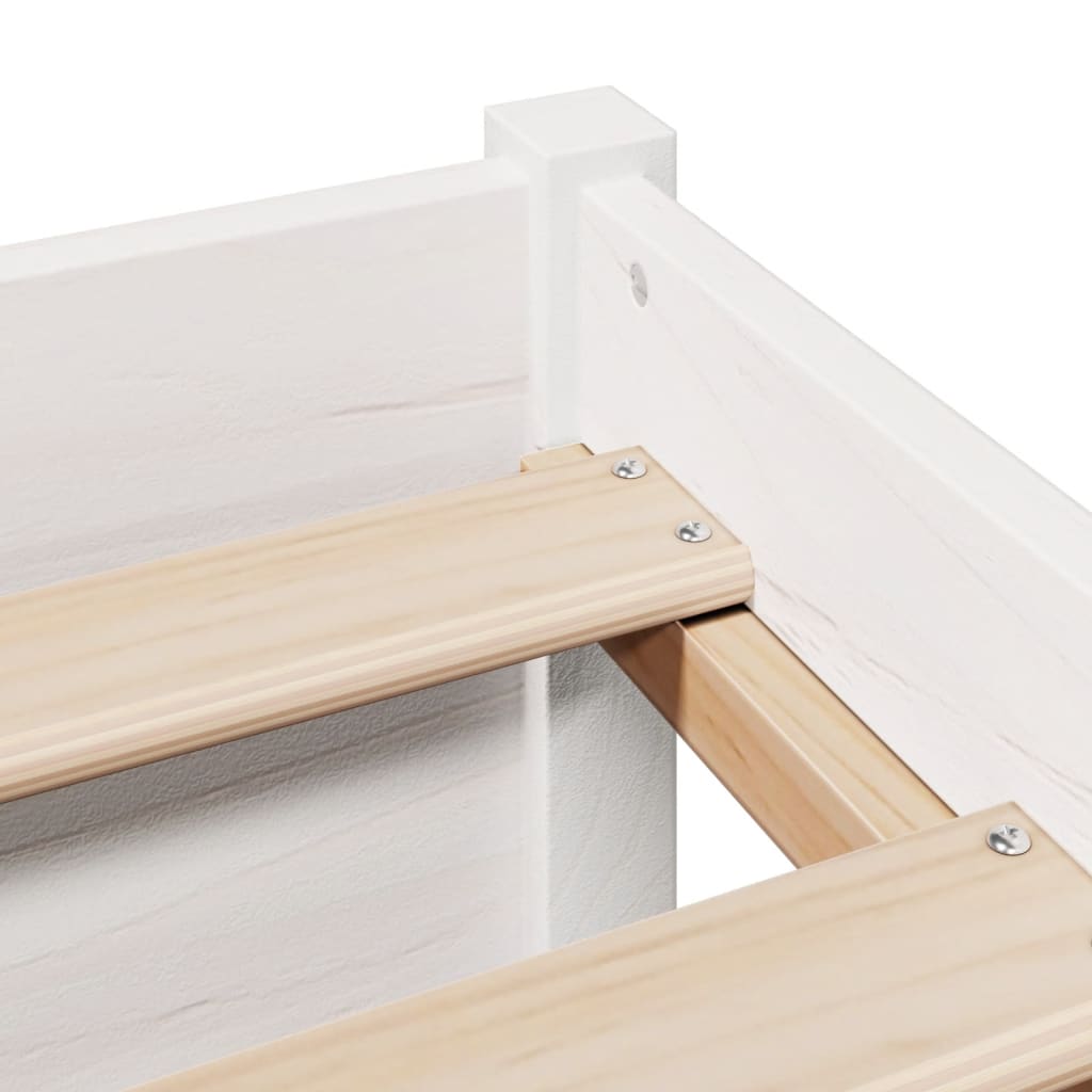 Lova su knygų spinta be čiužinio, balta, 200x200cm, pušis