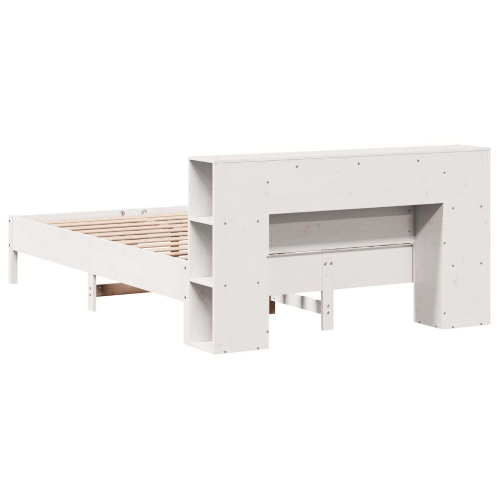 Lova su knygų spinta be čiužinio, balta, 140x200cm, pušis