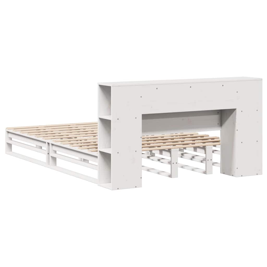 Lova su knygų spinta be čiužinio, balta, 160x200cm, pušis