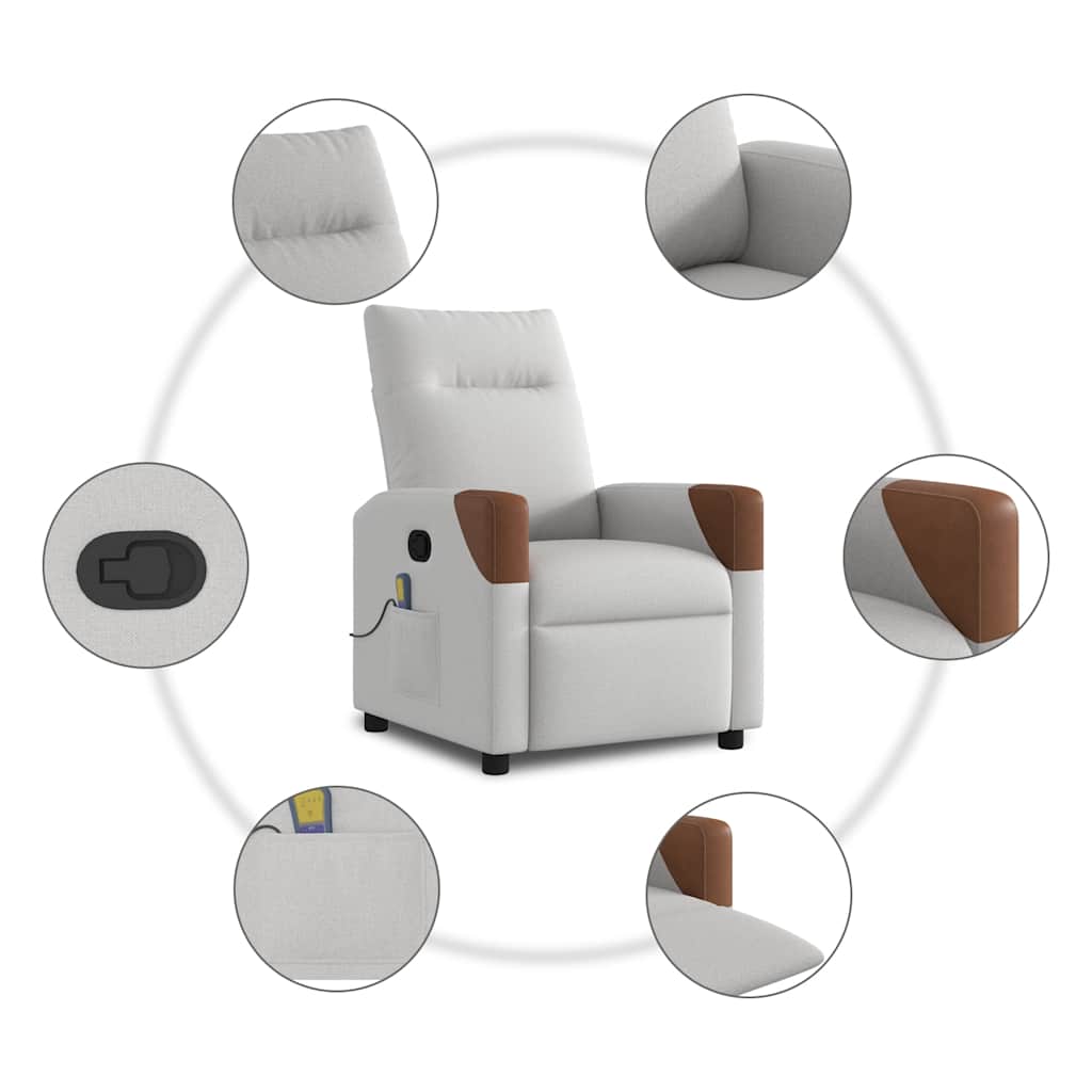 Atlošiamas masažinis krėslas, pilkos spalvos, audinys