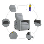 Atlošiamas masažinis krėslas, šviesiai pilkos spalvos, audinys