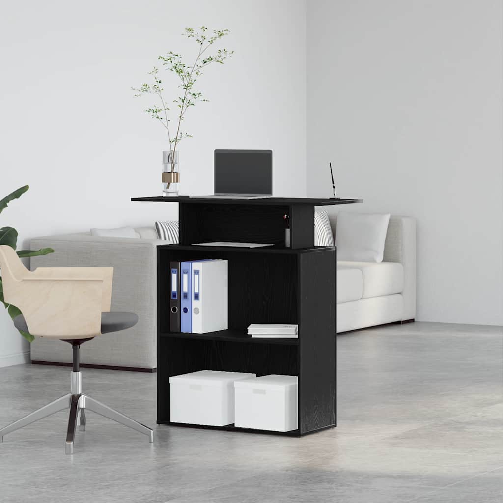 Registratūros stalas, juodas, 100x40x104 cm, inžinerinė mediena