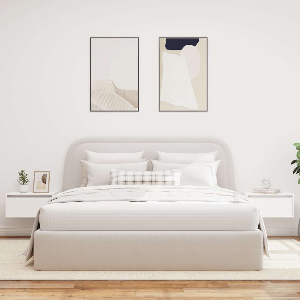 Sieninės naktinės spintelės su LED, 2vnt., baltos