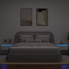 Sieninės naktinės spintelės su LED, 2vnt., baltos