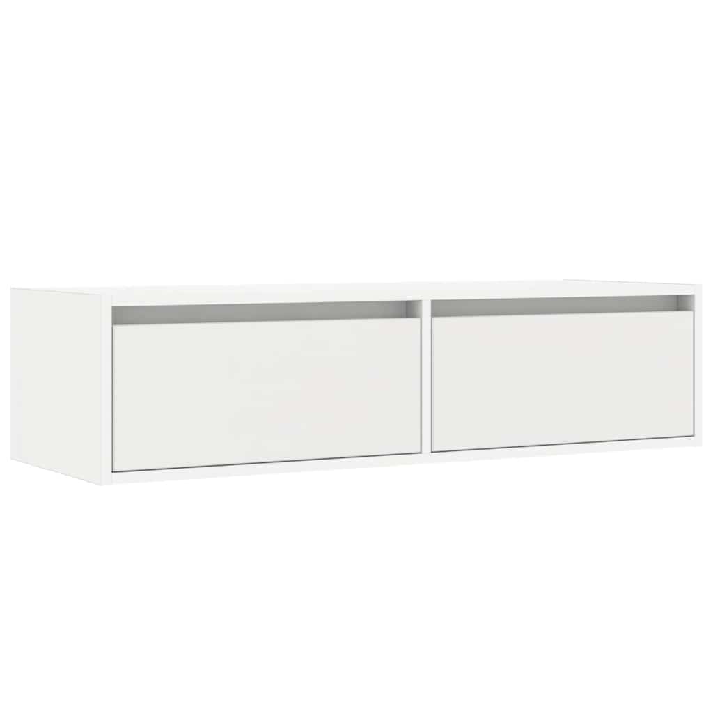 Televizoriaus spintelė su LED apšvietimu, balta, 100X35,5x25 cm