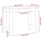 Rašomasis stalas, medienos, 100x45x75cm, apdirbta mediena