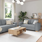Sofa 3 pcs Šviesiai pilka Lino mišinio audinys
