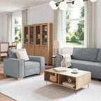 Sofa 3 pcs Šviesiai pilka Lino mišinio audinys